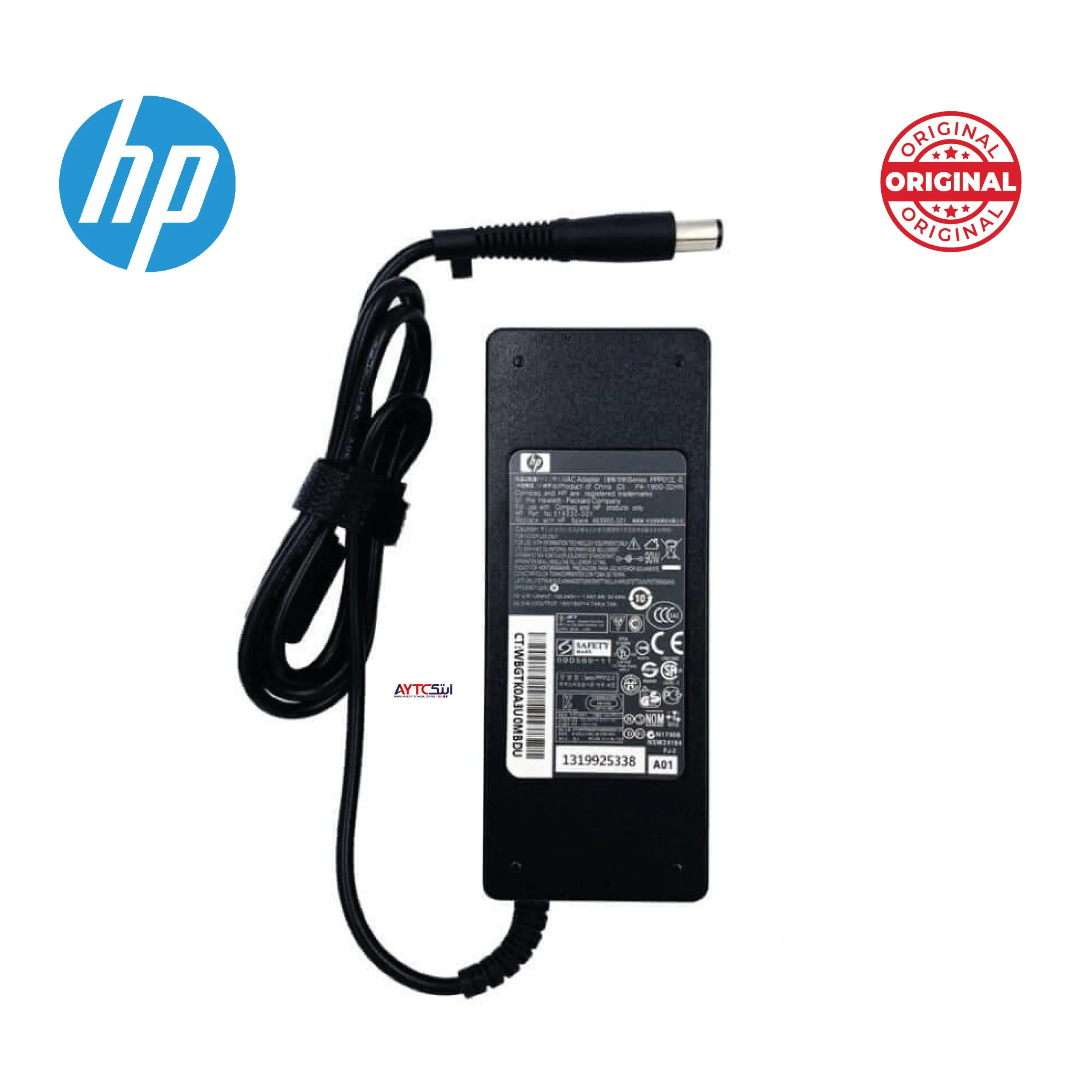 شاحن لابتوب HP أصلي قدرة 90 واط 19 فولت - 4.74 أمبير / رأس 7.4×5.0 ملم