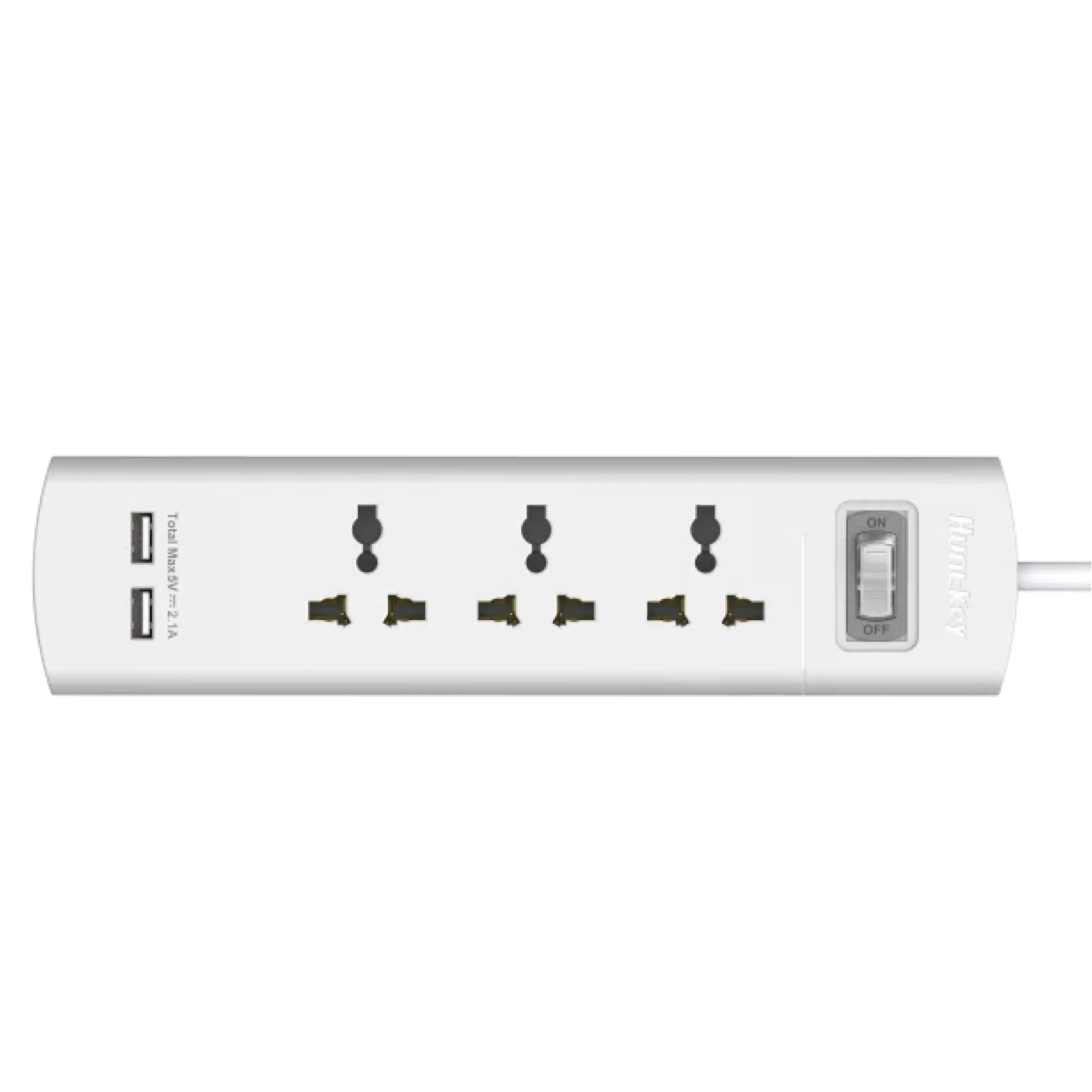 مشترك كهرباء Huntkey SZM307 UK بثلاثة مقابس عالمية 10 أمبير ومنفذي USB-A - طول 1.5 متر