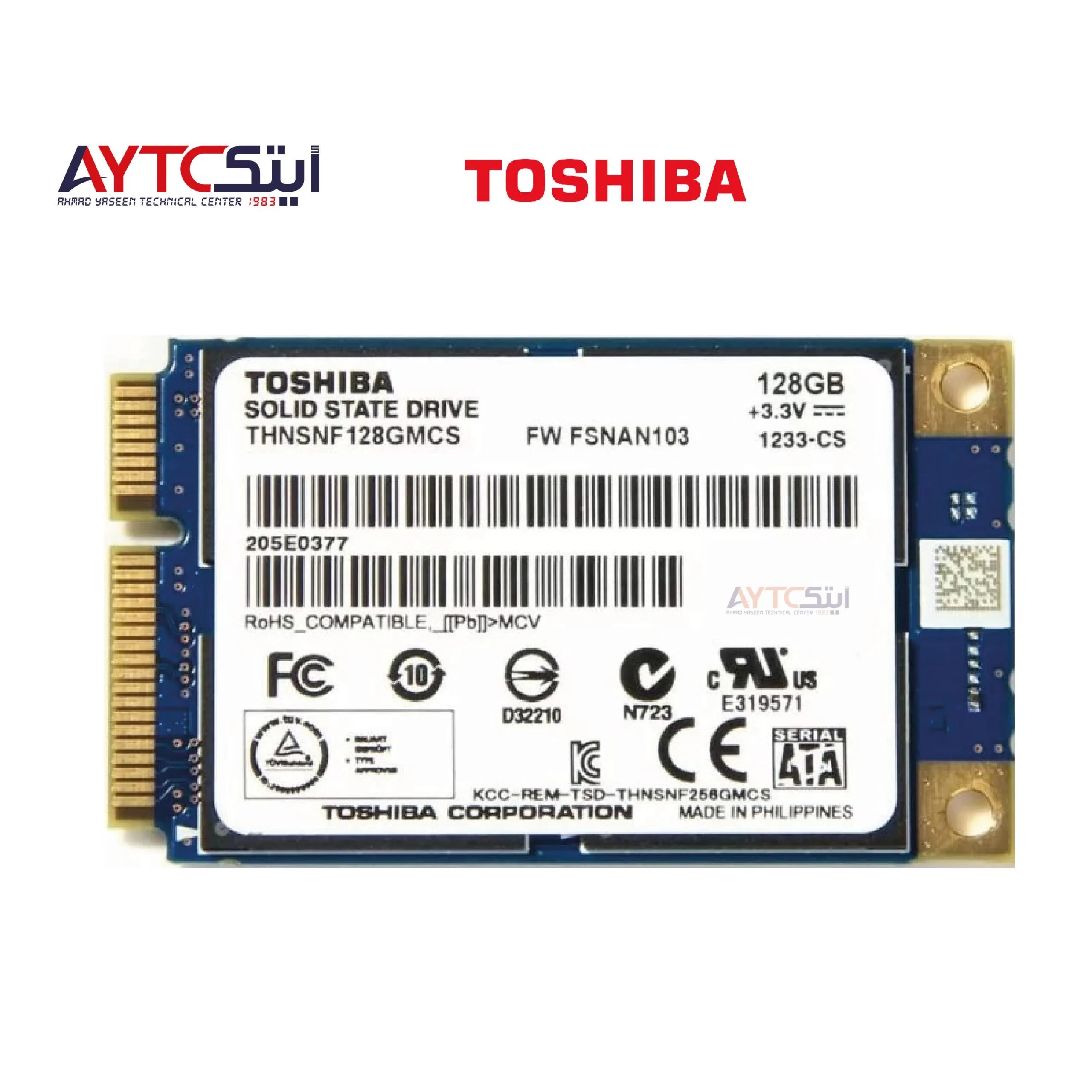 قرص SSD داخلي Toshiba سعة 128GB نوع mSATA بواجهة SATA 6Gbps - THNSNS128GMCS