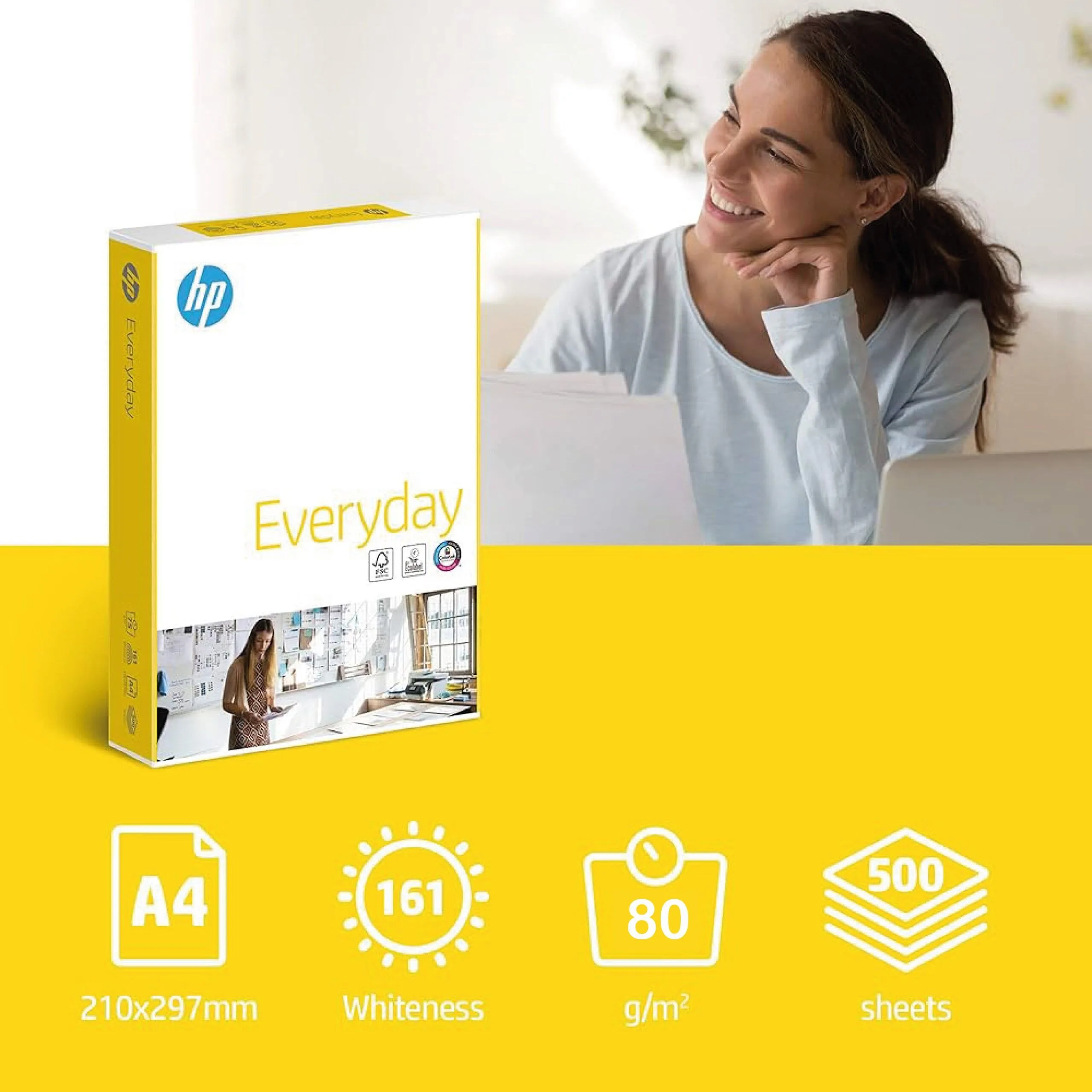 A4 HP Everyday Copy/Print White Paper 80gsm 500 Sheets High-Quality
