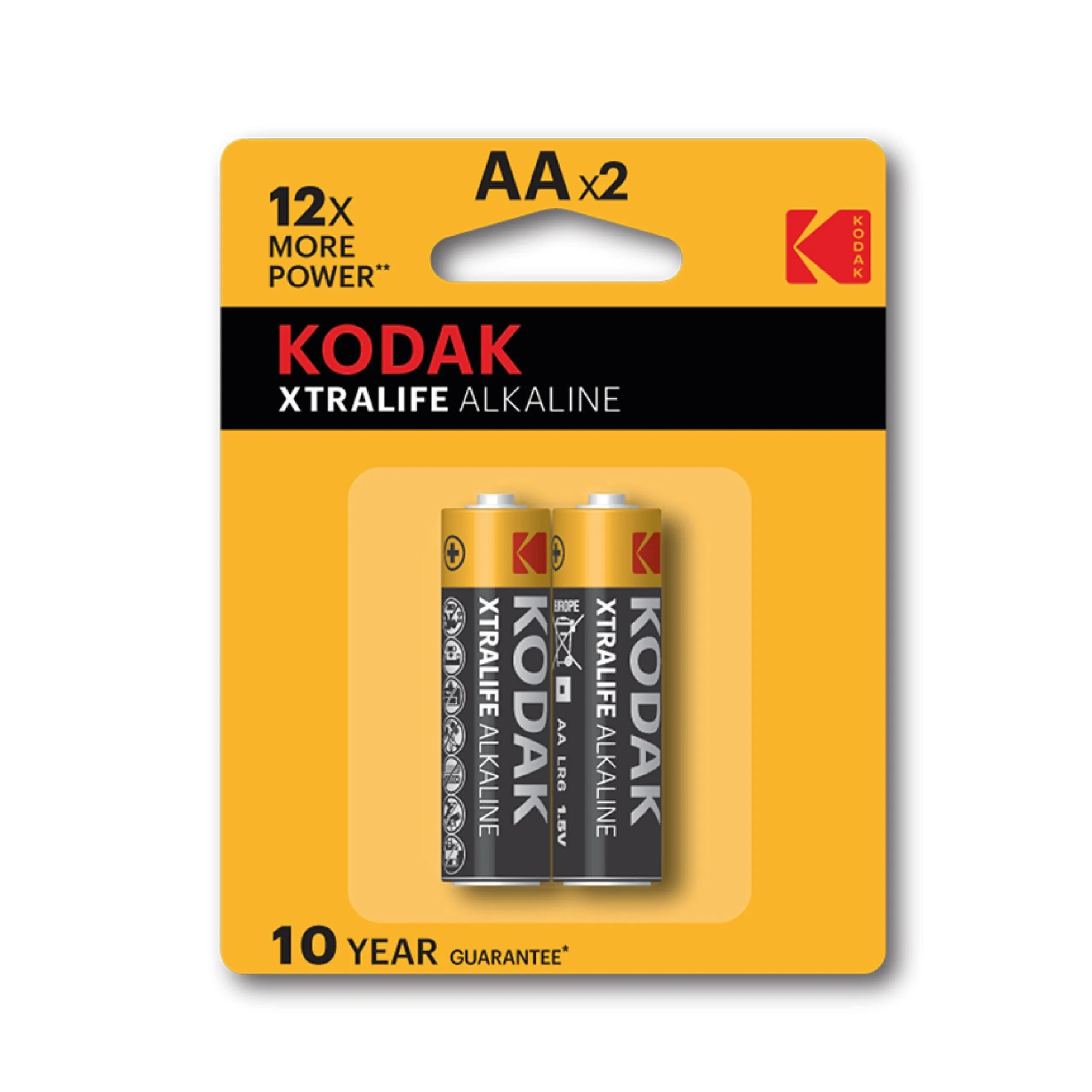 بطاريات KODAK XTRALIFE قلوية حجم AA بجهد 1.5 فولت - عبوة قطعتين