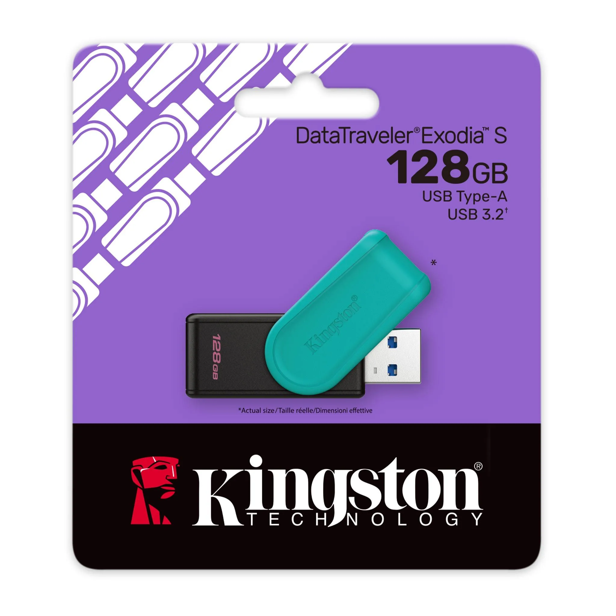 فلاشة Kingston DataTraveler Exodia S سعة 128GB بمنفذ USB-A 3.2 Gen 1