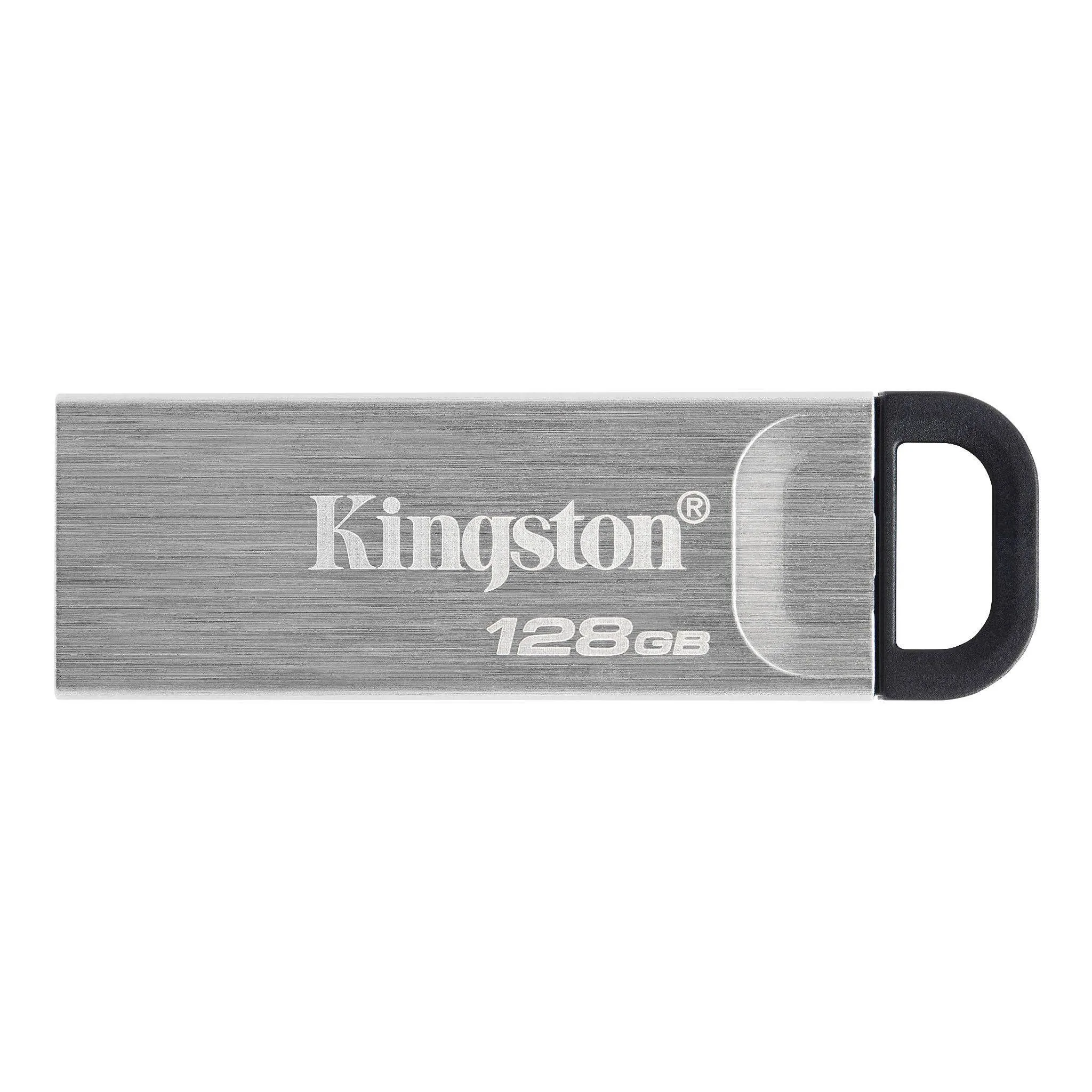 فلاشة Kingston DataTraveler Kyson سعة 128GB بمنفذ USB-A 3.2 - هيكل فولاذي فضي