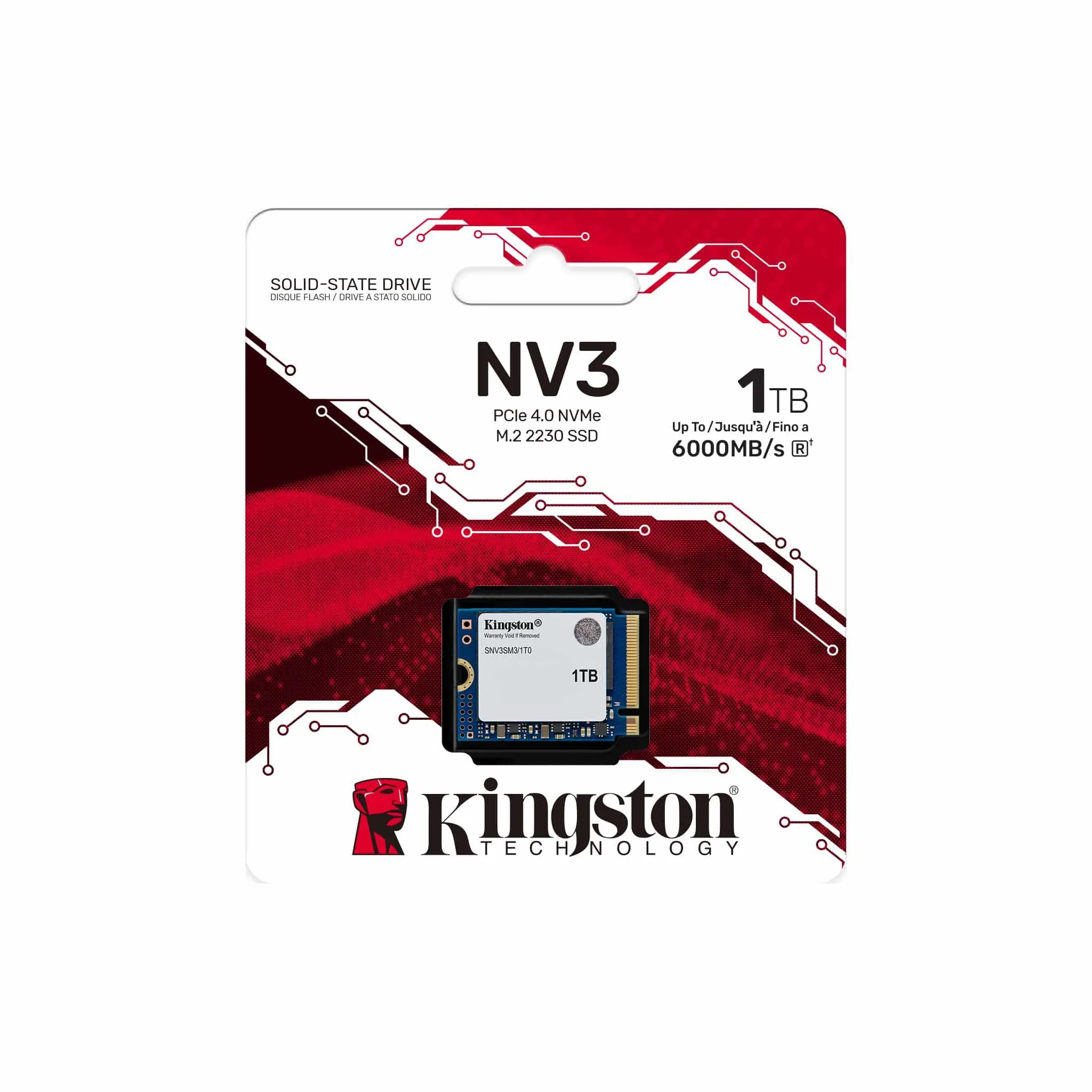 قرص SSD داخلي Kingston NV3 سعة 1TB نوع M.2 2230 NVMe PCIe 4.0 Gen 4x4 بسرعة حتى 6000 ميجابايت/ث