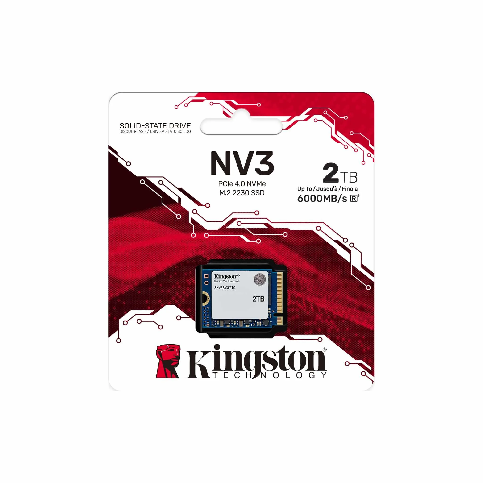 قرص SSD داخلي Kingston NV3 سعة 2TB نوع M.2 2230 NVMe PCIe 4.0 Gen 4x4 بسرعة حتى 6000 ميجابايت/ث