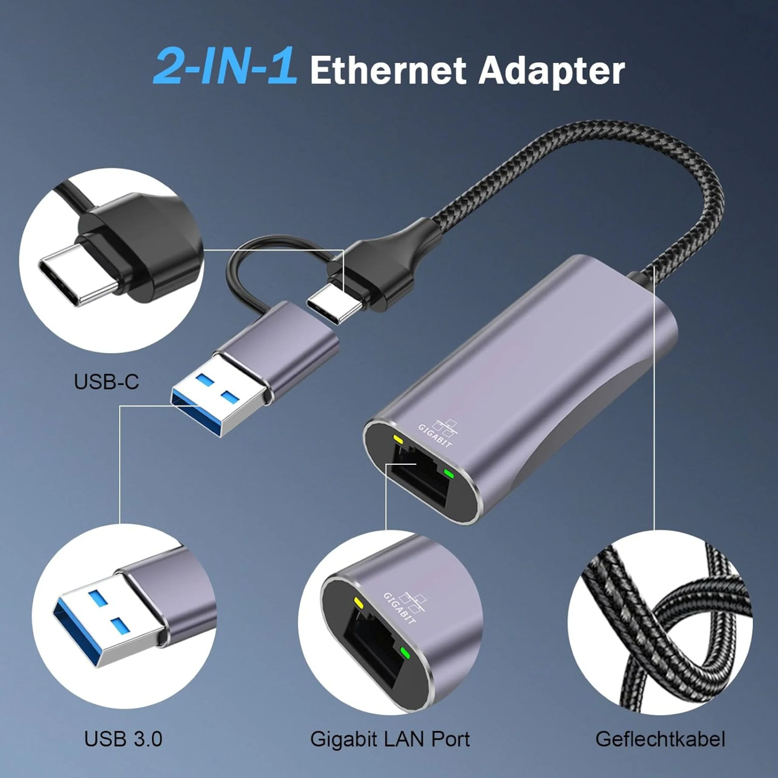 USB-C & USB-A to Ethernet Adapter High Quality AYTC