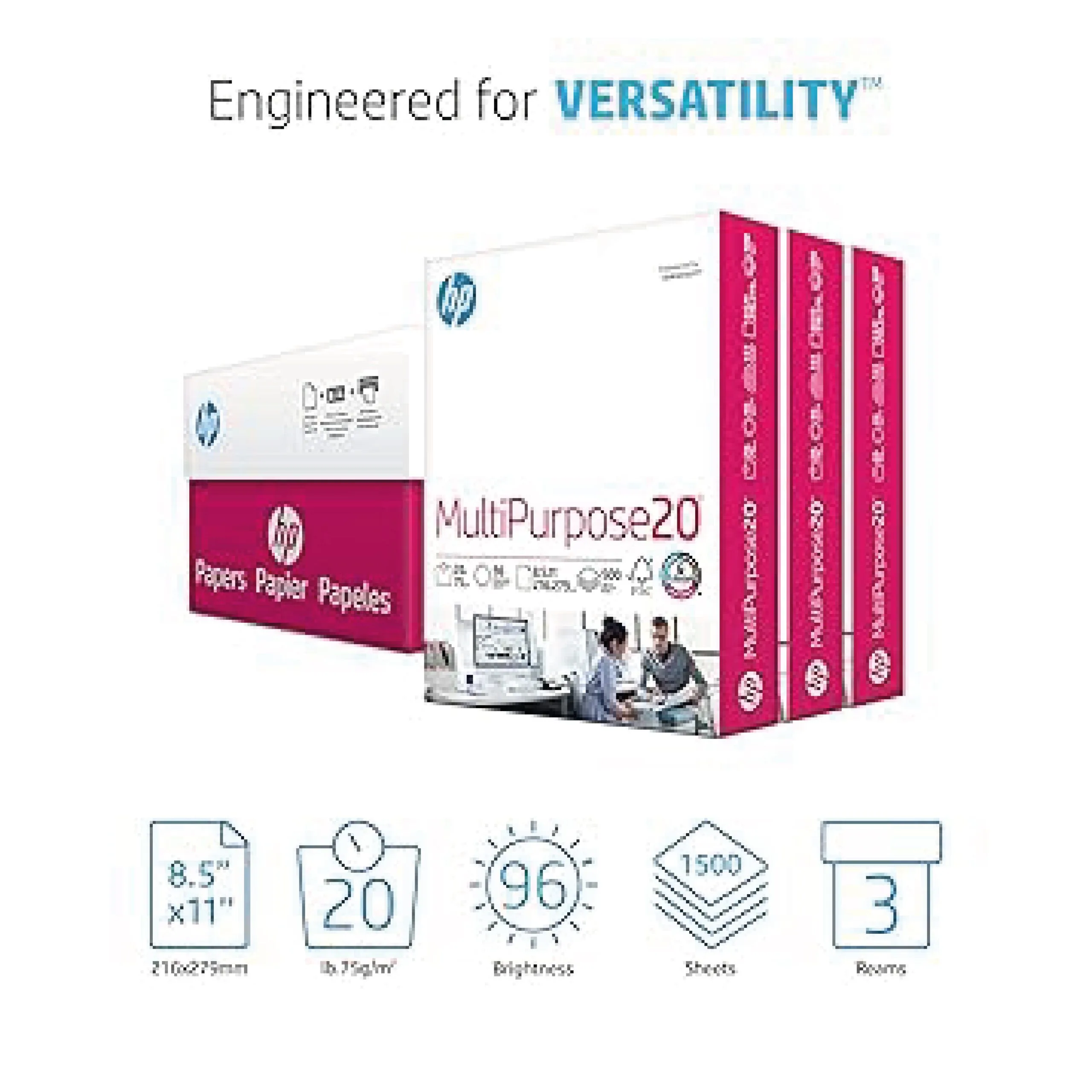 A4 HP Multipurpose Copy/Print White Paper 80gsm 500 Sheets High-Quality