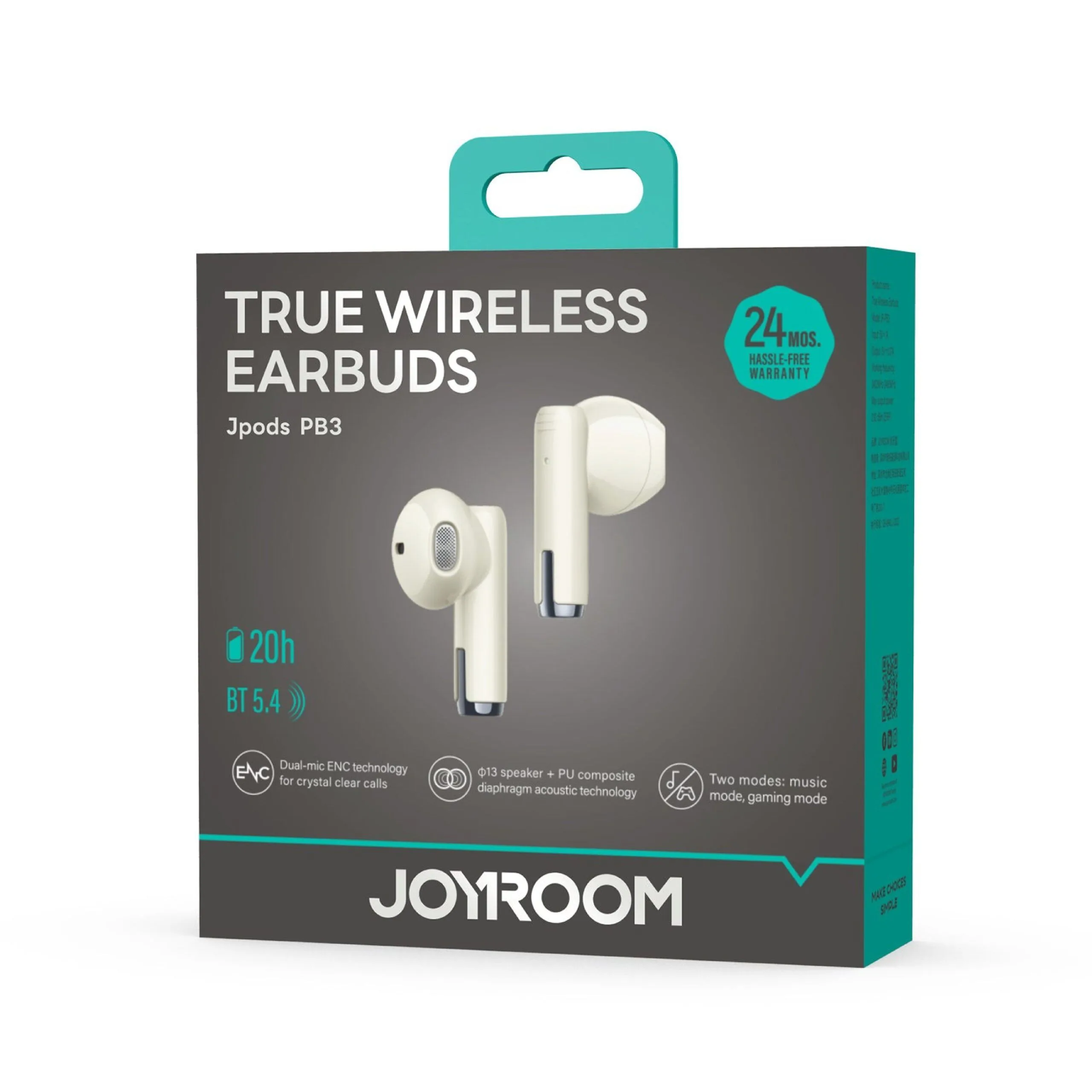 سماعات أذن بلوتوث لاسلكية Joyroom Jpods PB3 بخاصية ENC - بيج