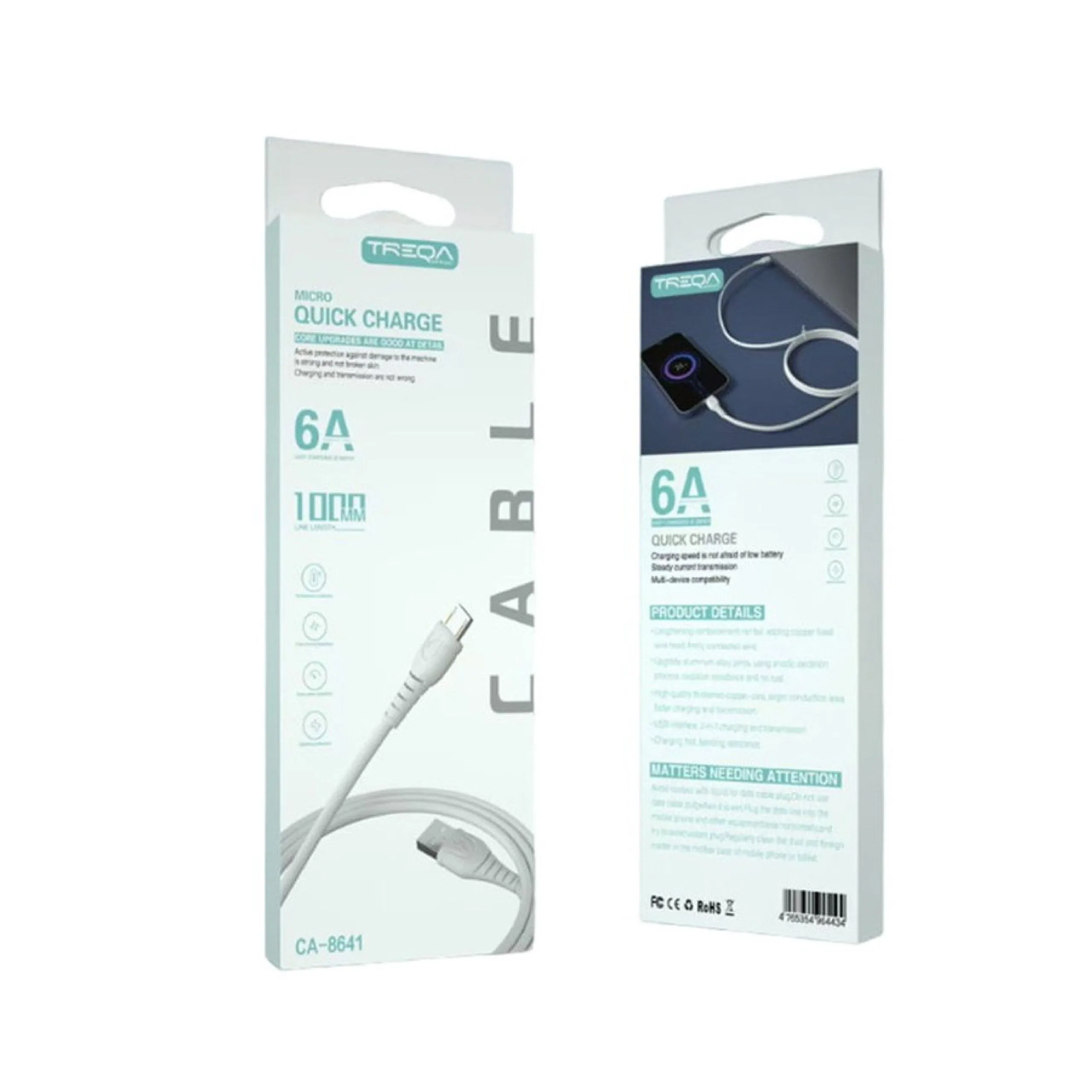 كابل TREQA CA-8641 من USB-A إلى Micro USB