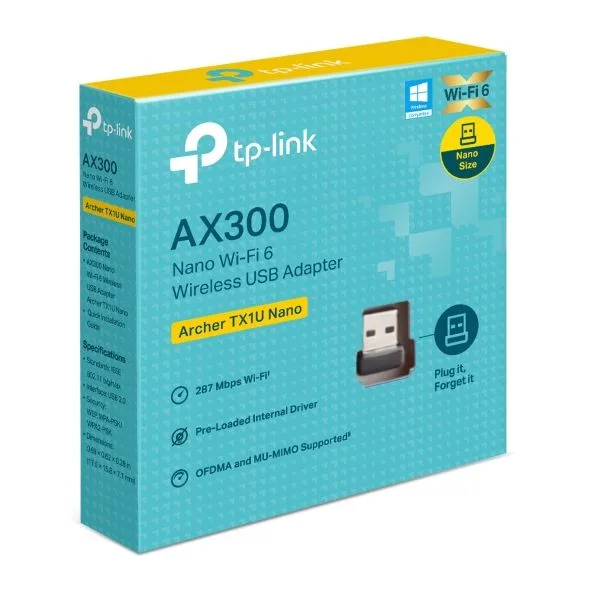 TP-Link AX300 Nano Wi-Fi 6 Wireless USB Adapter - Archer TX1U Nano