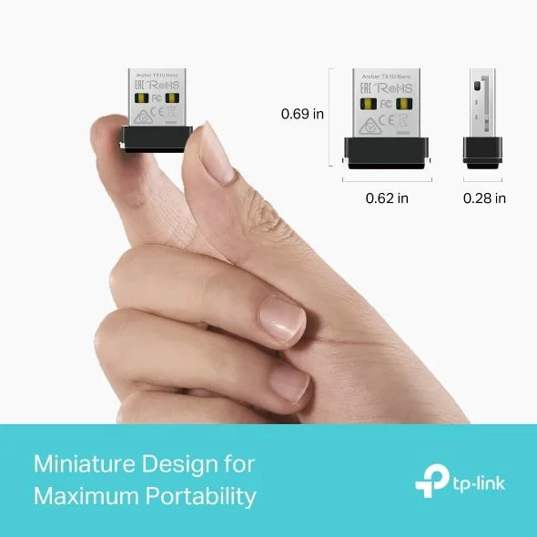 محوّل USB لاسلكي صغير TP-Link Archer TX1U Nano بتقنية Wi-Fi 6 AX300