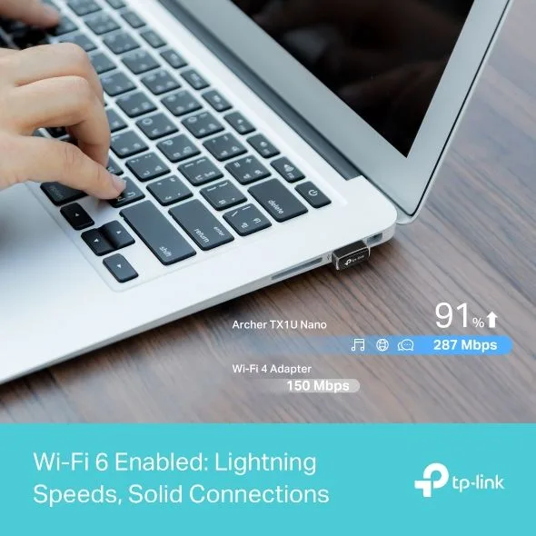 محوّل USB لاسلكي صغير TP-Link Archer TX1U Nano بتقنية Wi-Fi 6 AX300