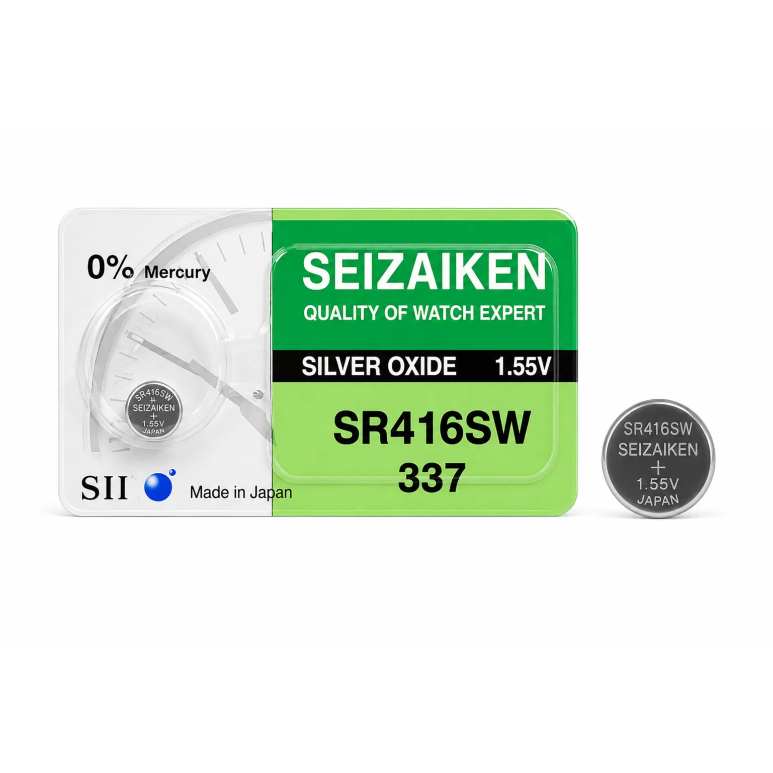 SEIZAIKEN 337 SR416SW Silver Oxide Batteries 1.55V - JAPAN