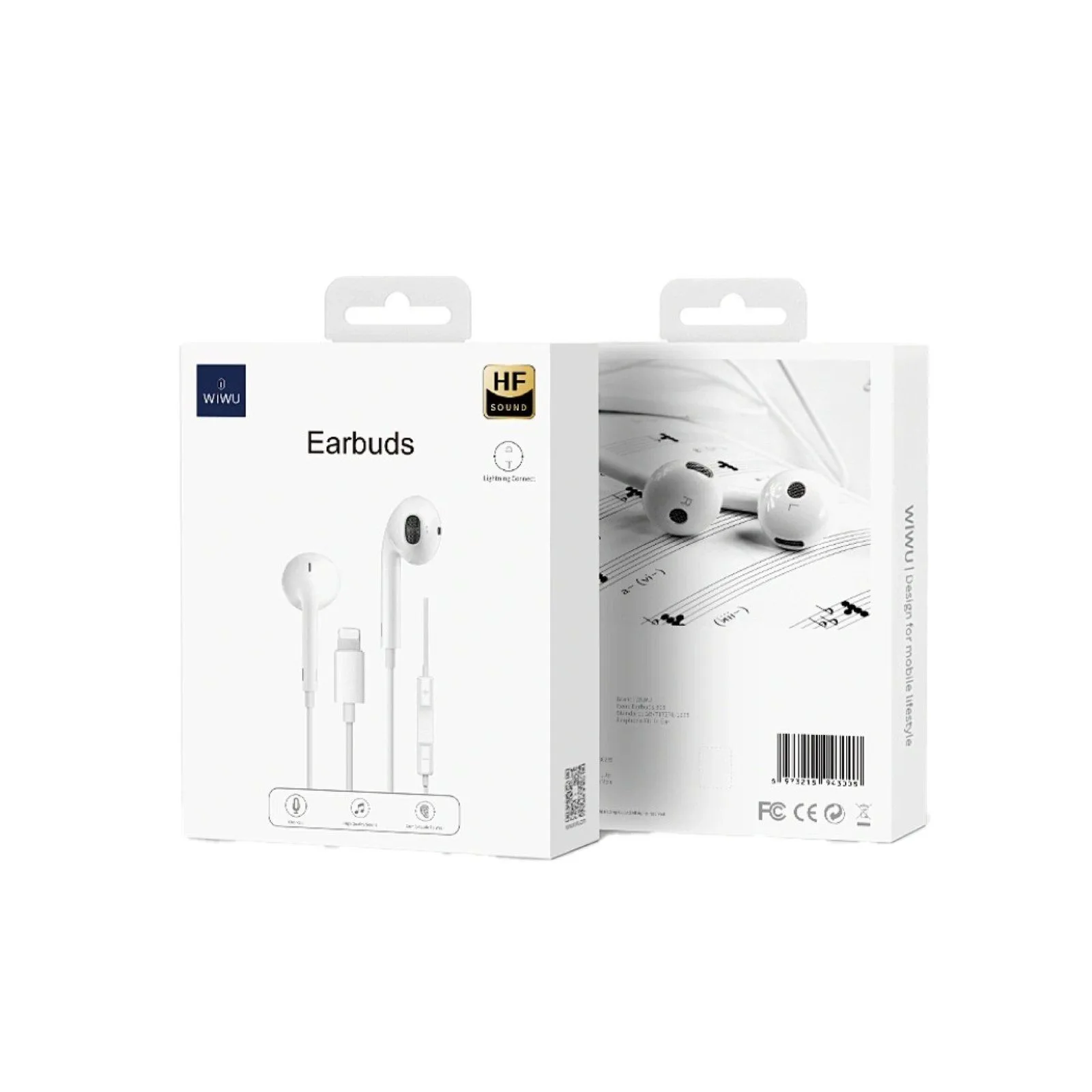 Wiwu Lightning Half-in-Ear Wired Headphone - White