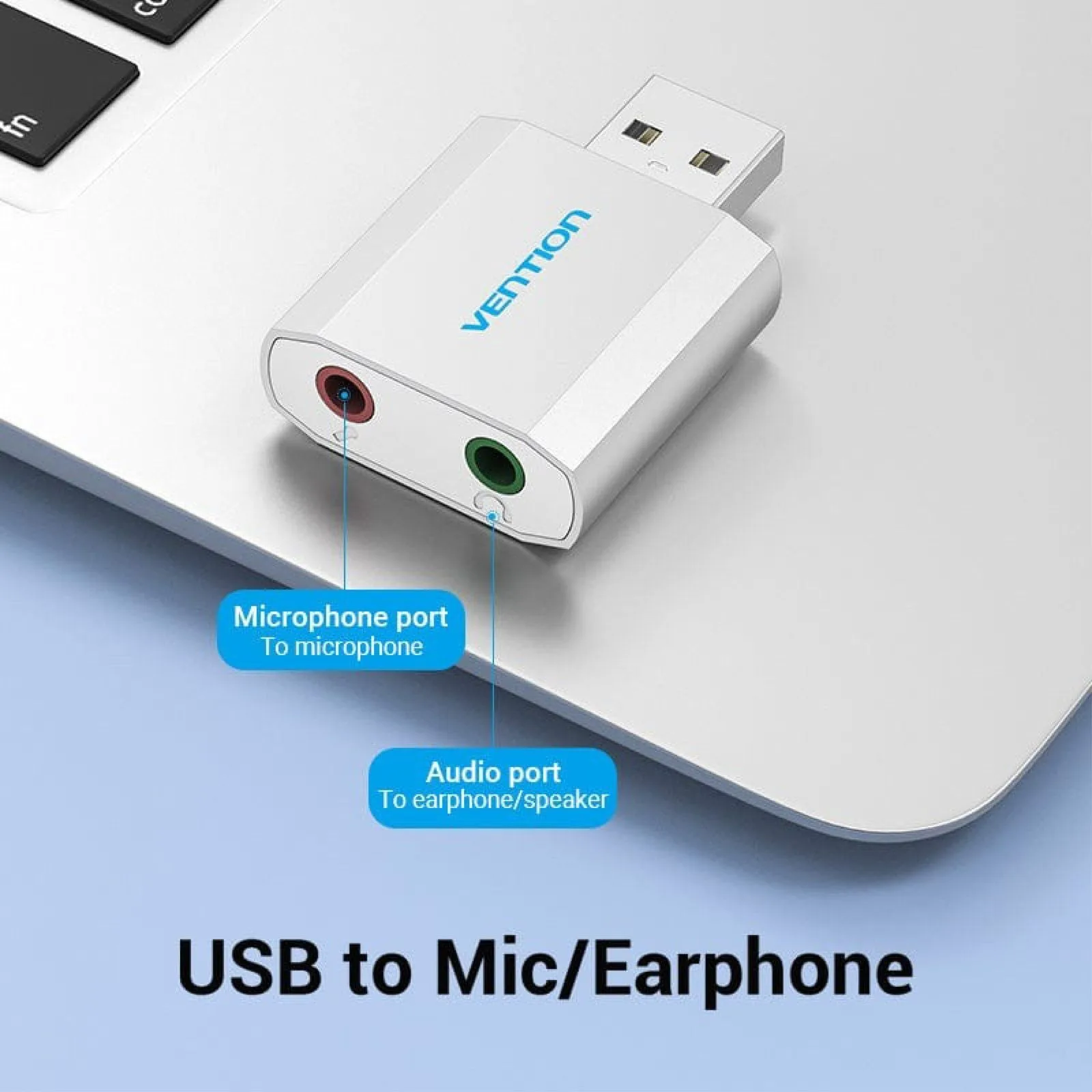 Vention USB External Sound Card Silvery Metal Type - VAB-S13