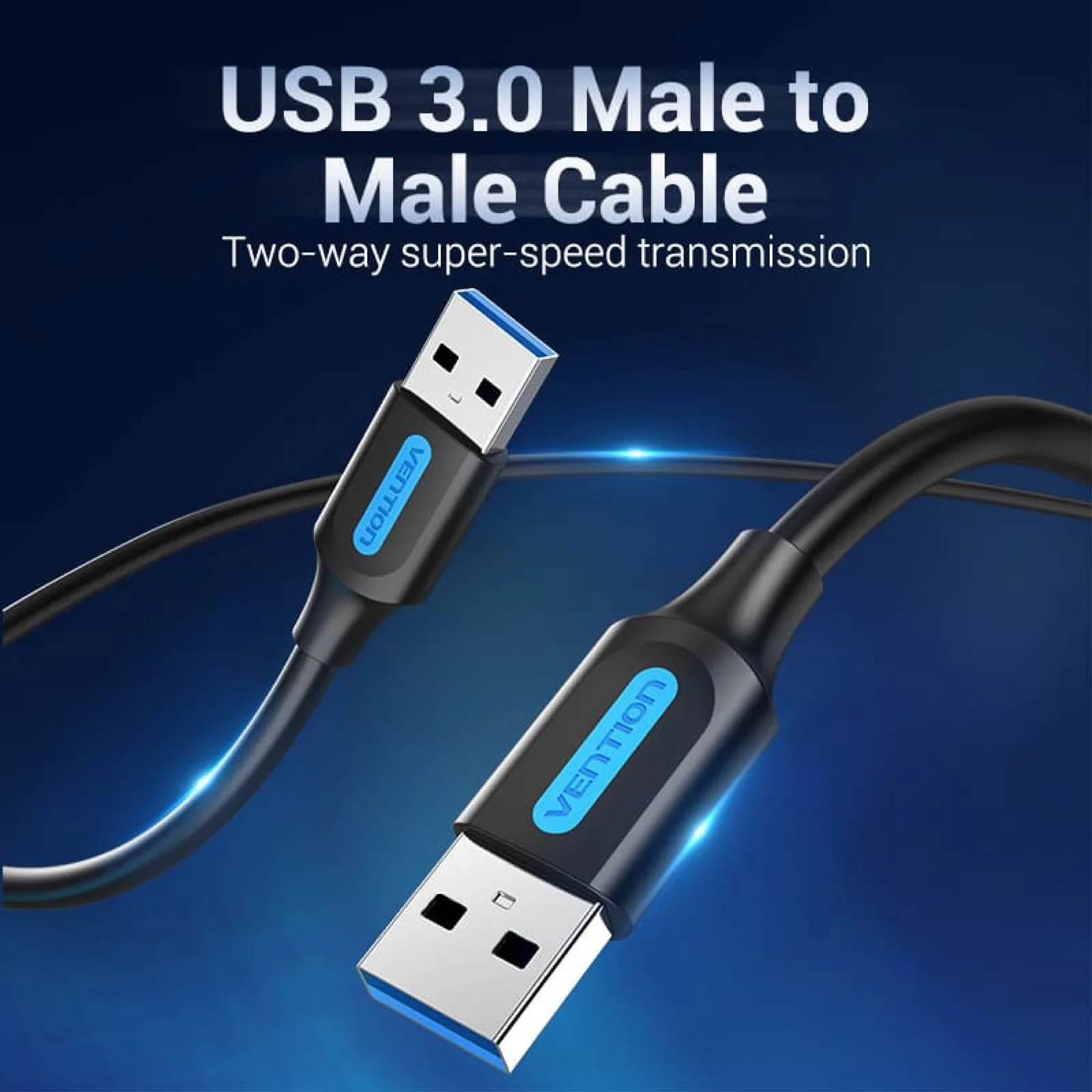 Vention USB-A 3.0 Male to USB-A Male Cable Black PVC Type - 2m - CONBH