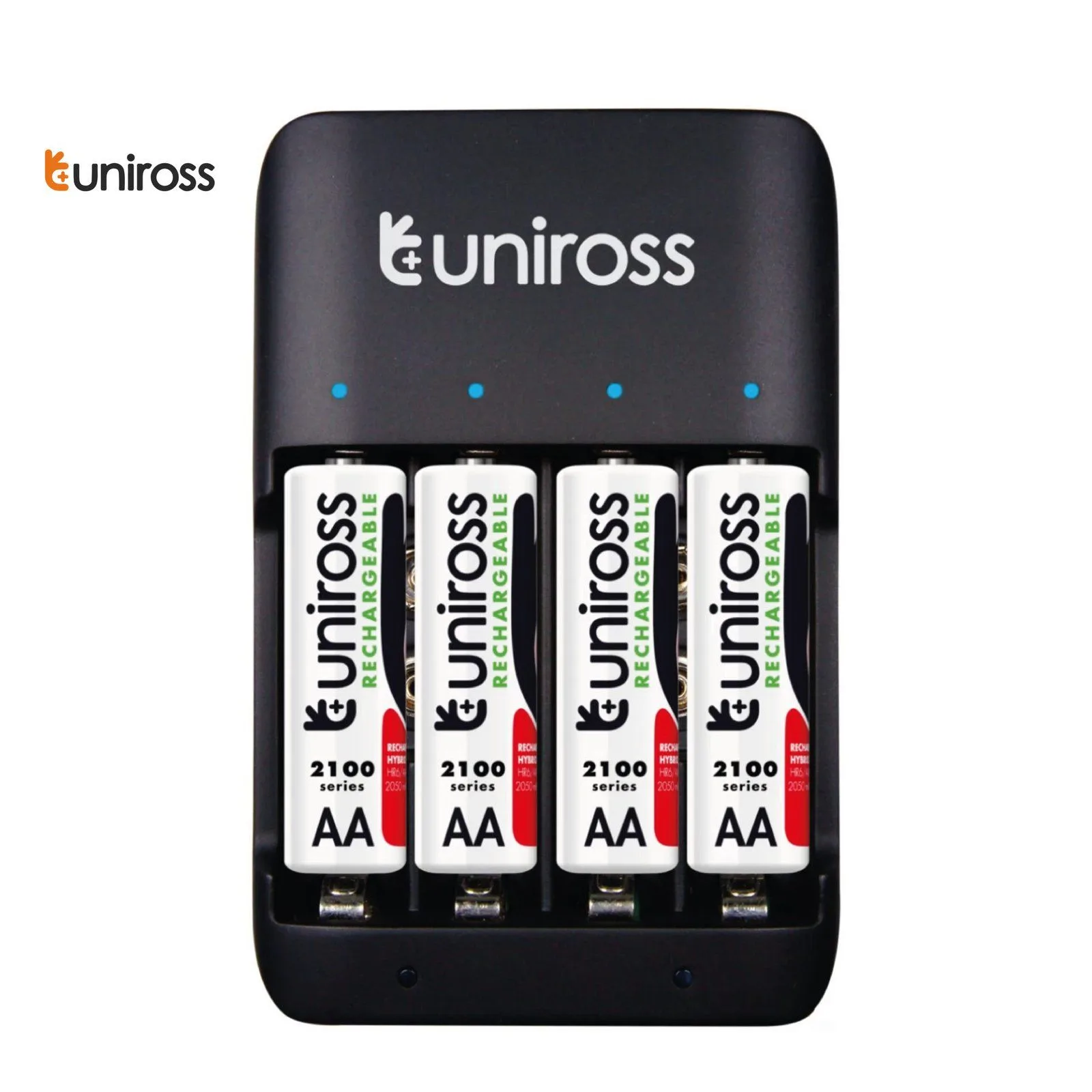Uniross Super Compact Multi Batteries Charger with 4x AA NIMH Rechargeable Batteries
