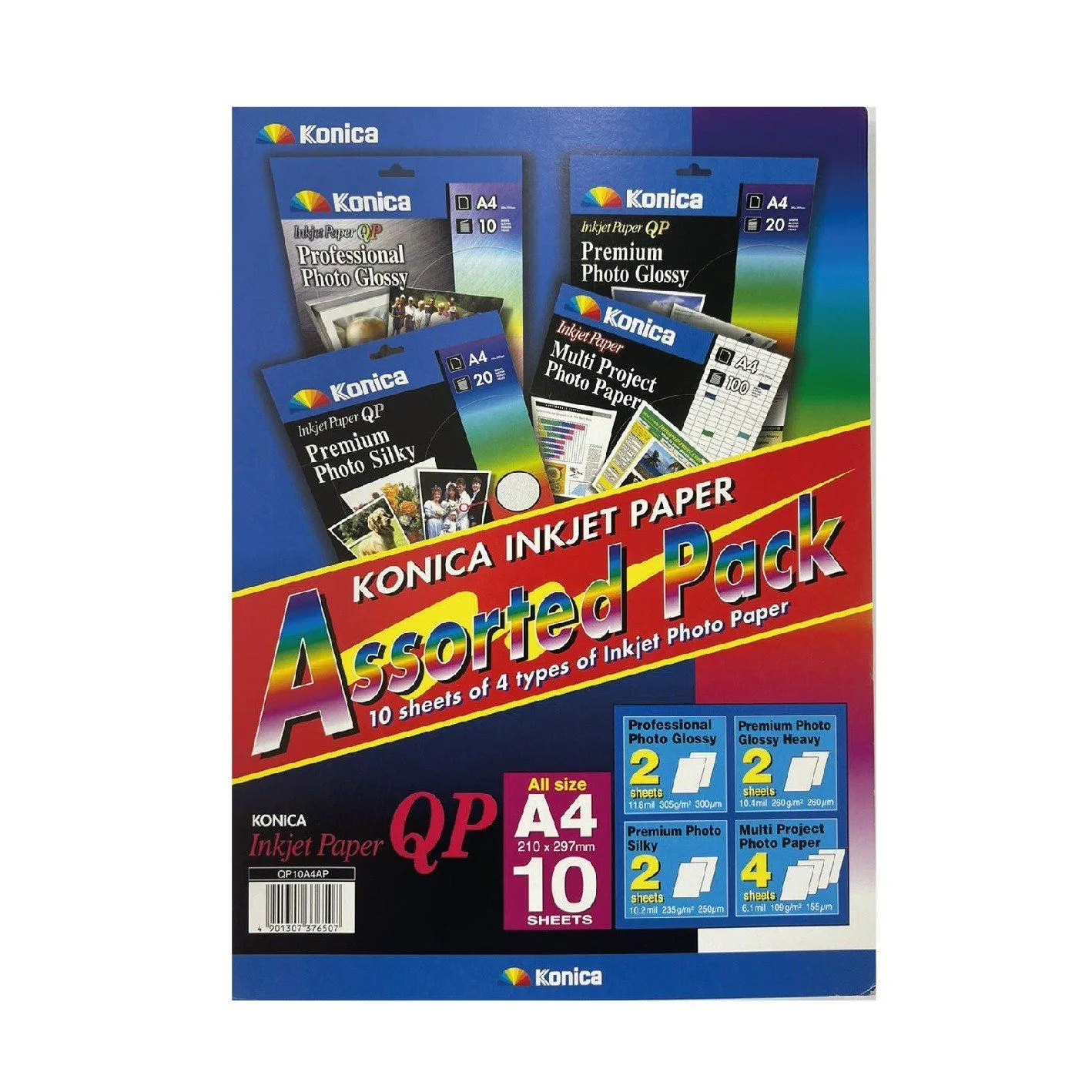 Photo Paper A4 305gsm Assorted Pack 10-Sheet Konica Inkjet Paper QP