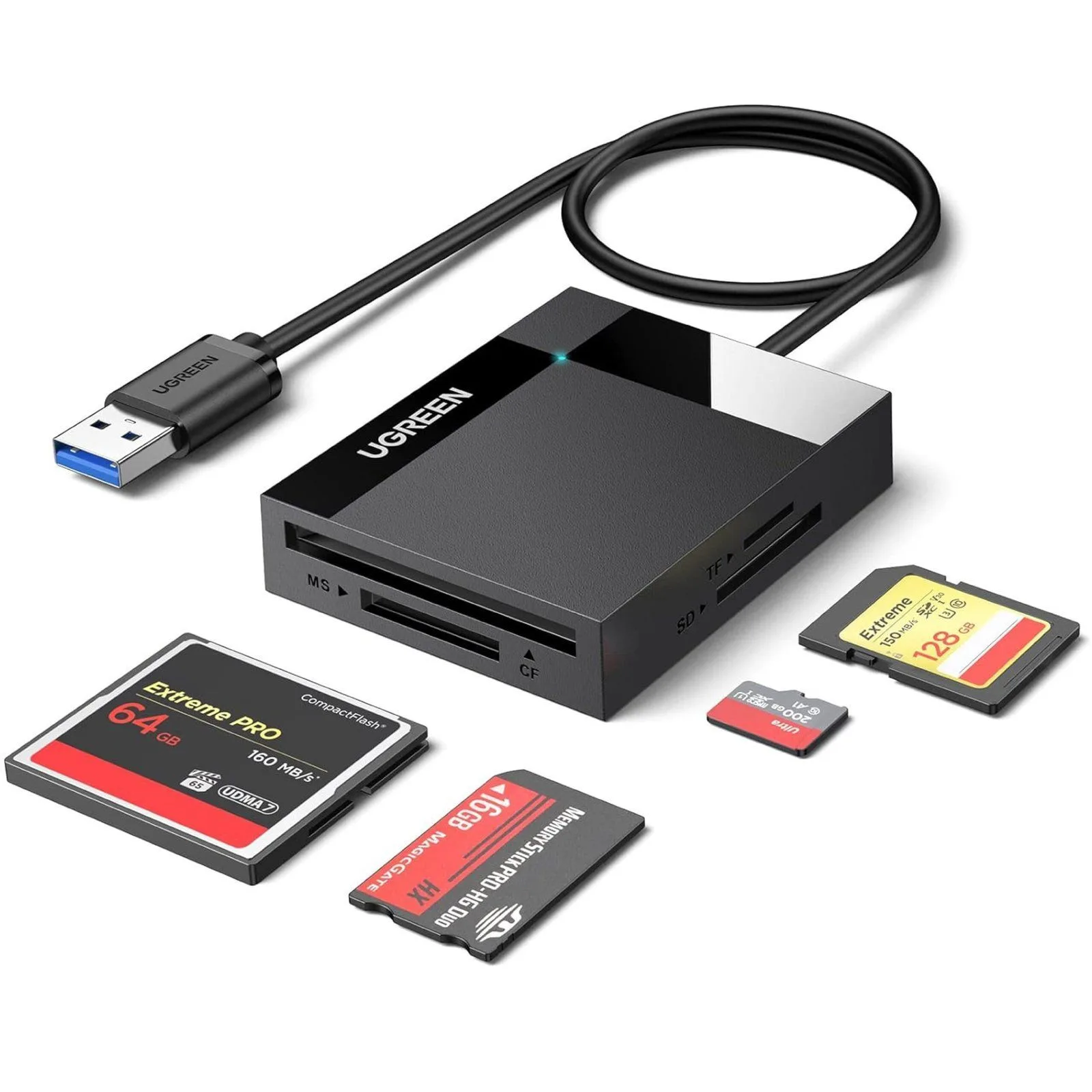Ugreen 4-in-1 USB 3.0 Card Reader (SD/CF/TF/MS)- 30333