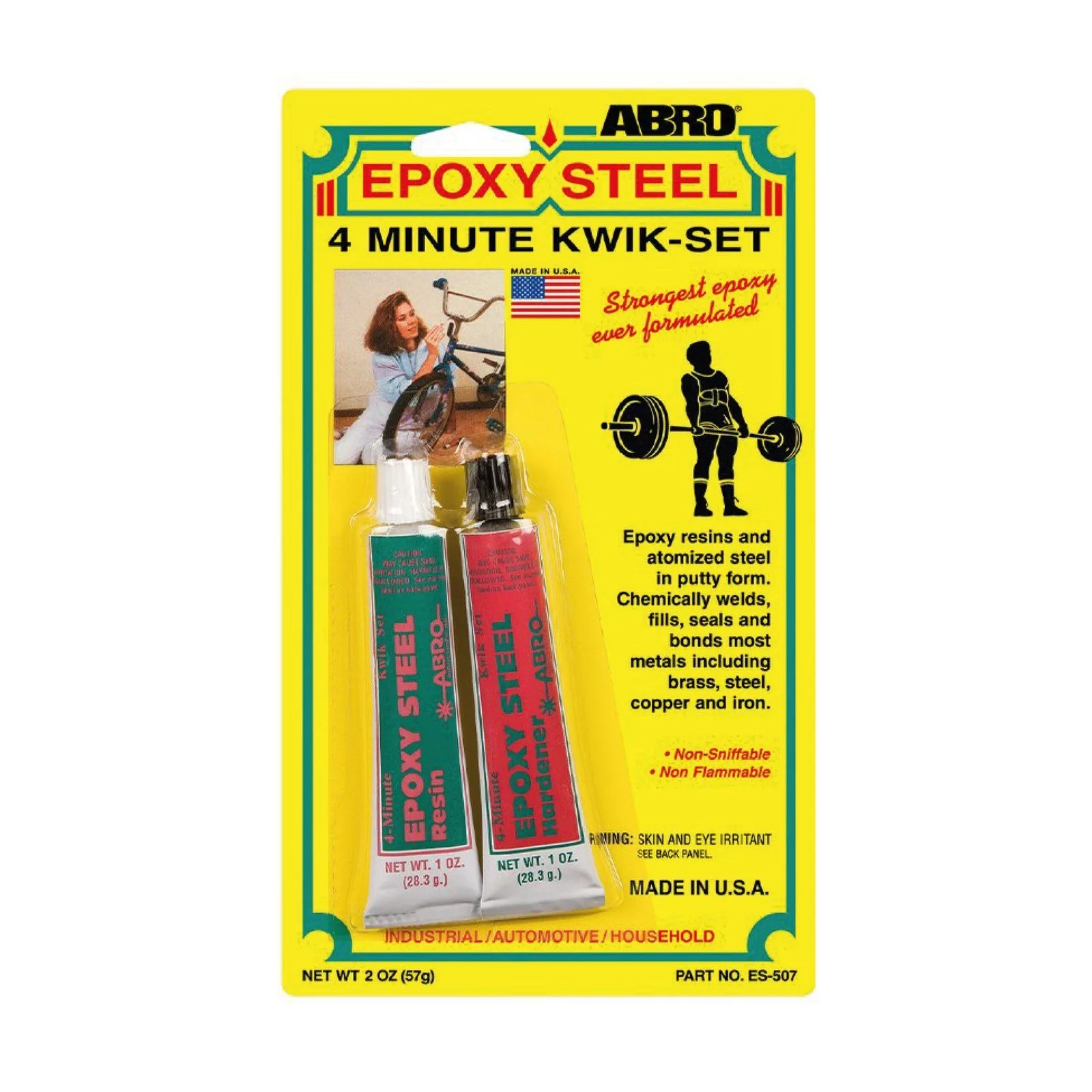 ABRO EPOXY STEEL 57g 4-Minute Kwik-SET Made in USA