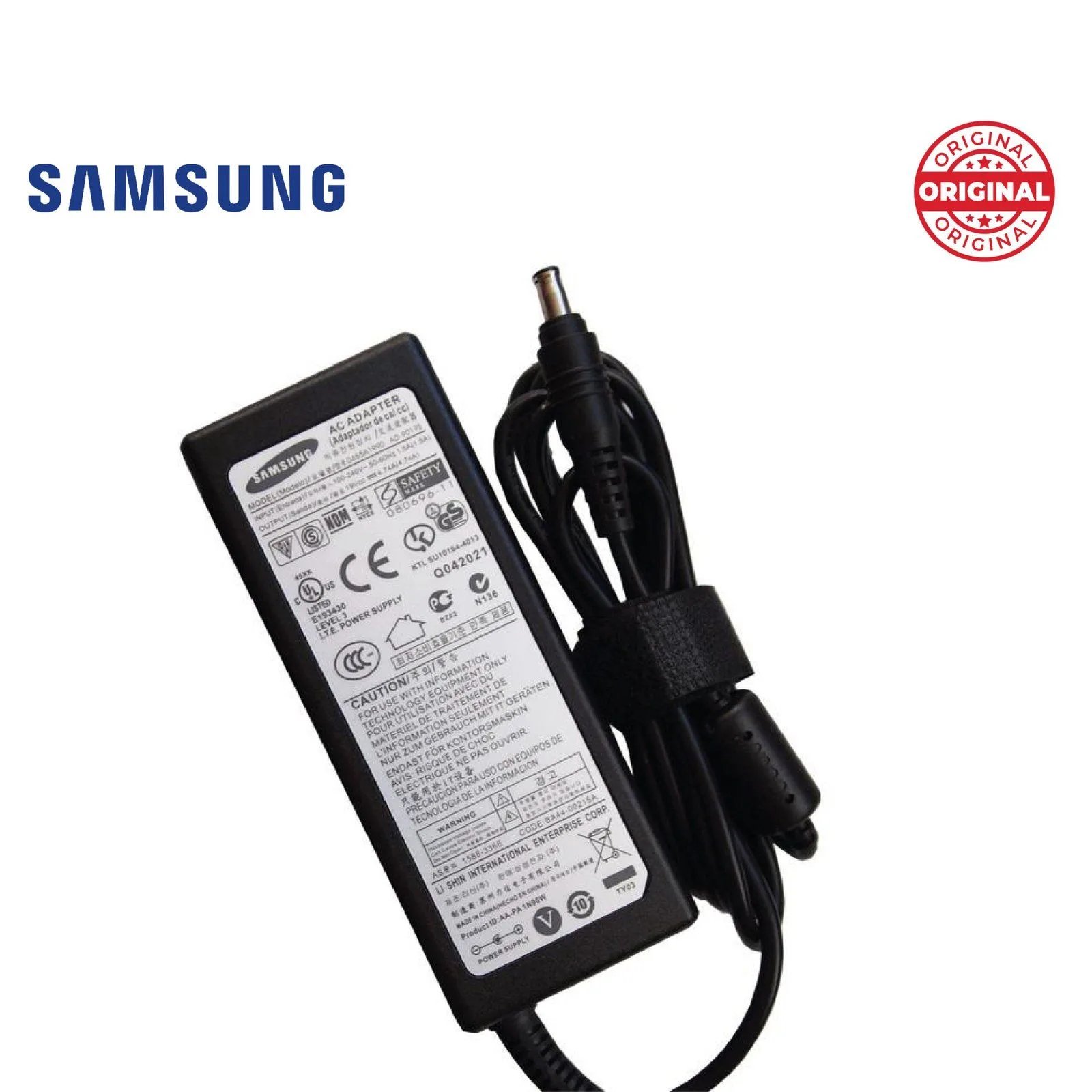 شاحن لابتوب Samsung أصلي قدرة 90 واط 19 فولت - 3.16 أمبير