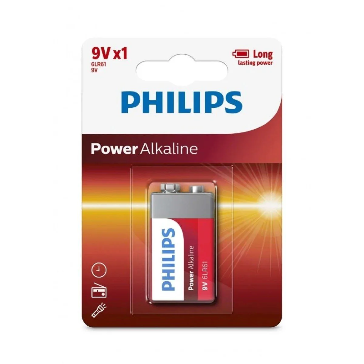 بطارية PHILIPS Power Alkaline بجهد 9 فولت