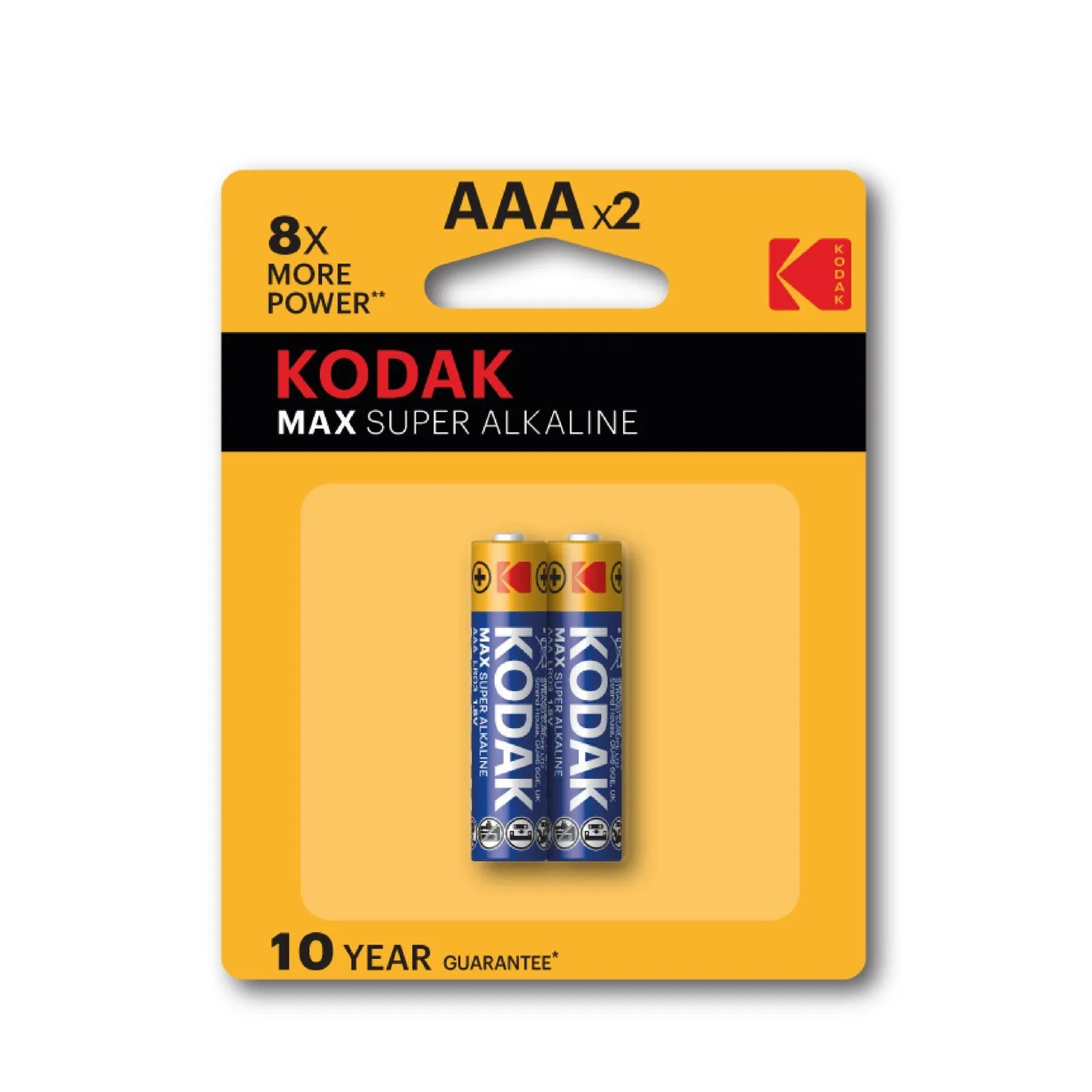 بطاريات KODAK MAX قلوية حجم AAA بجهد 1.5 فولت - عبوة قطعتين