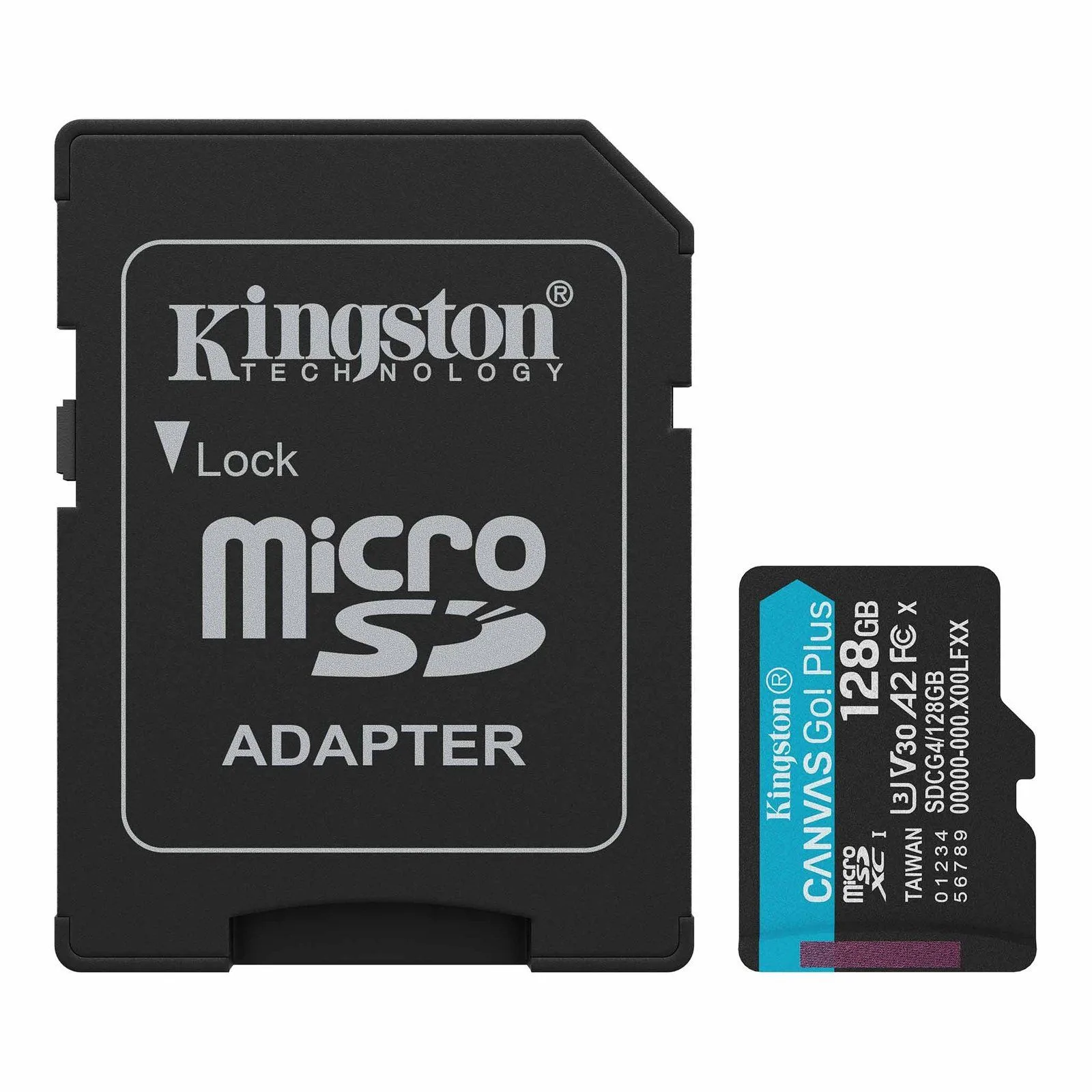 Kingston 128GB Memory Card MicroSDXC Canvas Go! Plus 200MB/s Class 10, UHS-I, U3, V30, A2 + Adaptor