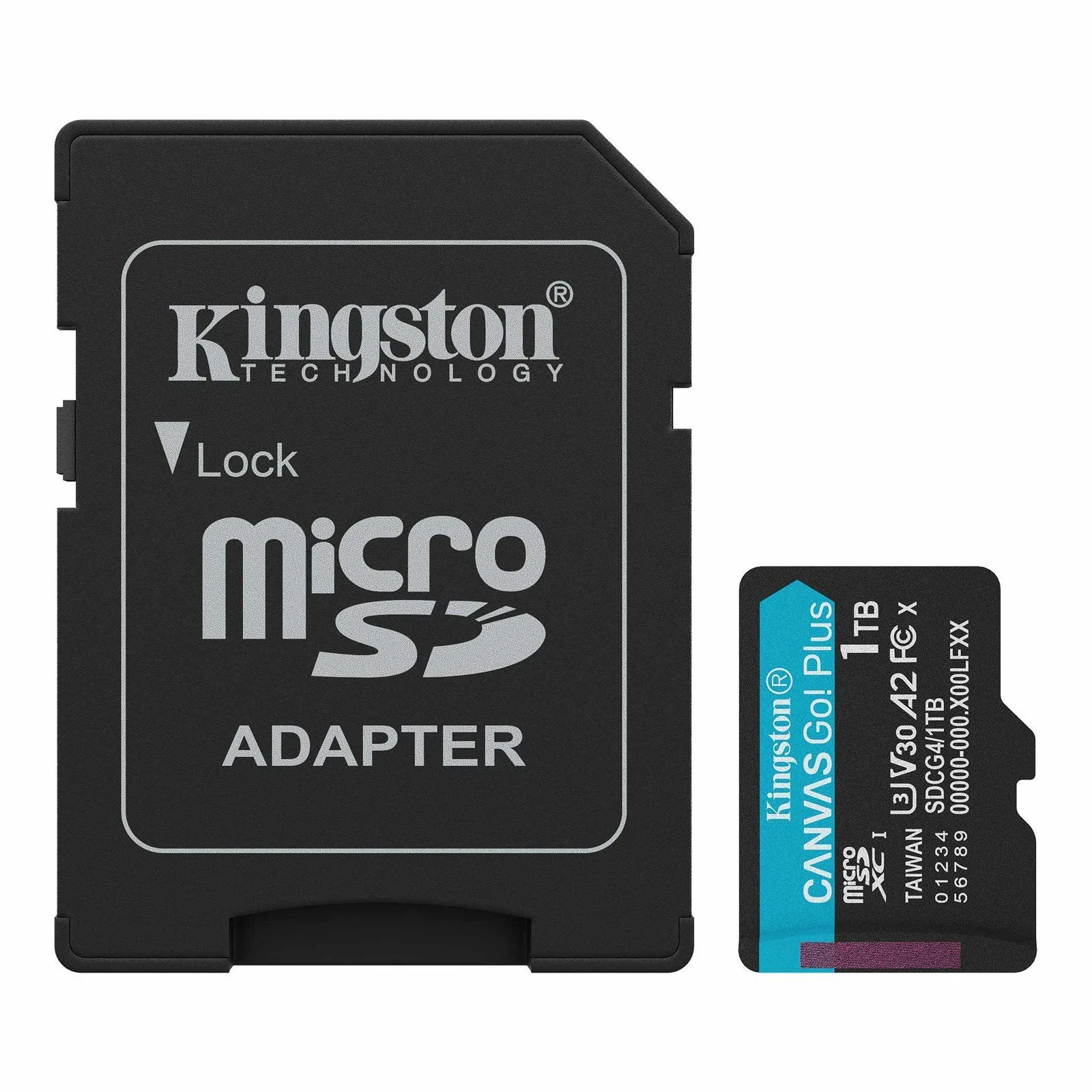Kingston 1TB Memory Card MicroSDXC Canvas Go! Plus 200MB/s Class 10, UHS-I, U3, V30, A2 + Adaptor