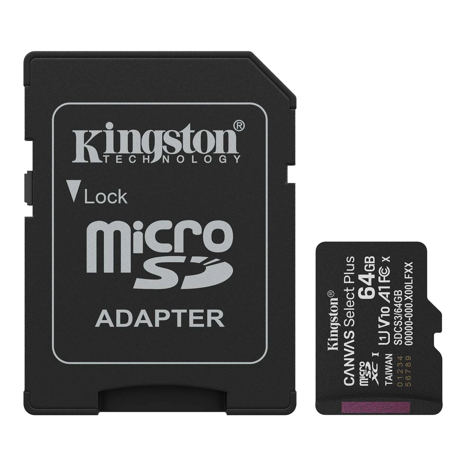 Kingston SDCS3/64GB Memory Card MicroSD Canvas Select Plus 100MB/s A1 Class 10 UHS-I + Adaptor