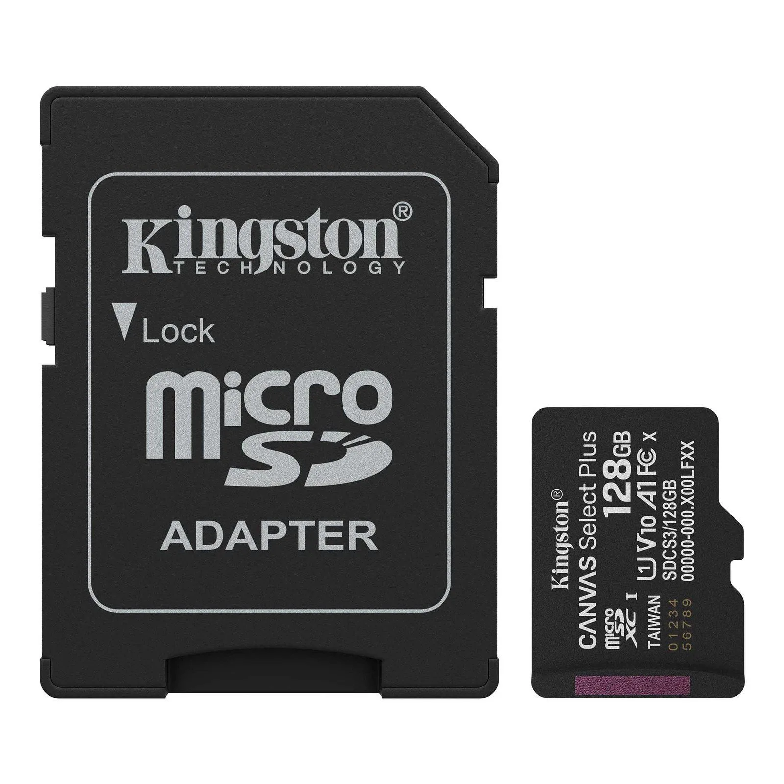 Kingston SDCS3/128GB Memory Card MicroSD Canvas Select Plus 150MB/s A1 Class 10 UHS-I + Adaptor